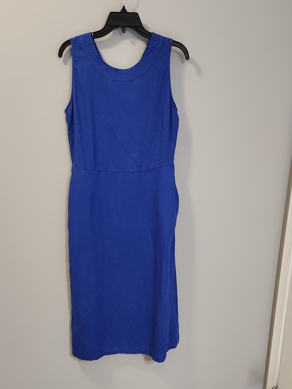 Nicole Miller New York 100% Linen Sleeveless Sheath Dress Blue Size 10 Classic